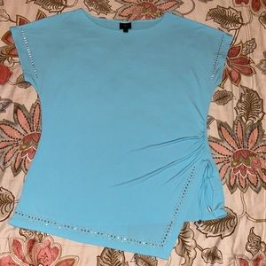 🔥 FINAL SALE🔥 JM COLLECTION TOP TURQUOISE, SILVER APPLICATIONS, SIZE XXL NEW